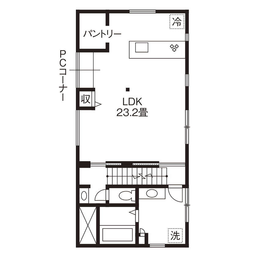 ジェネシス 【間取り有】住宅街の旗竿地に、好きとこだわりを散りばめて。暮らしたい街でマイホームを手に入れるの間取り図（3LDK）2階