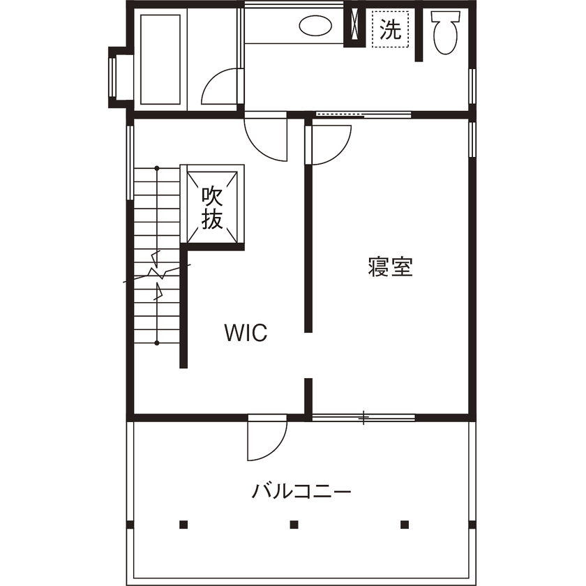 ジェネシス 【間取り有】キャンプ、バイク、アメリカ雑貨。広い土間と籠り感のあるリビング。愛犬と暮らす楽しい家の間取り図（2LDK＋S）2階
