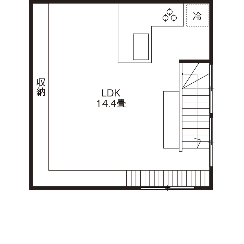 ジェネシス 【延床18.8坪・間取り有】やりたいこととコストダウンを両立し、ほぼ予算内を実現。自分で設計した通りの家の間取り図（2LDK）2階