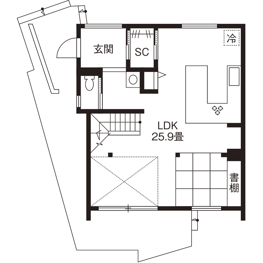 ジェネシス 【高断熱・全館空調／間取り有】高性能で省エネ＆家中が快適に。間取りもデザインも性能もこだわった我が家の間取り図（3LDK）1階