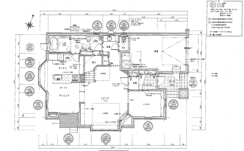 小林住工 【札幌市/ビルトインガレージ/レンガ】無垢材をふんだんに使用した輸入住宅風のレンガの家の間取り図（5K以上）1階