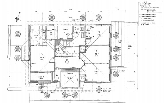 小林住工 【札幌市/ビルトインガレージ/レンガ】無垢材をふんだんに使用した輸入住宅風のレンガの家の間取り図（5K以上）2階