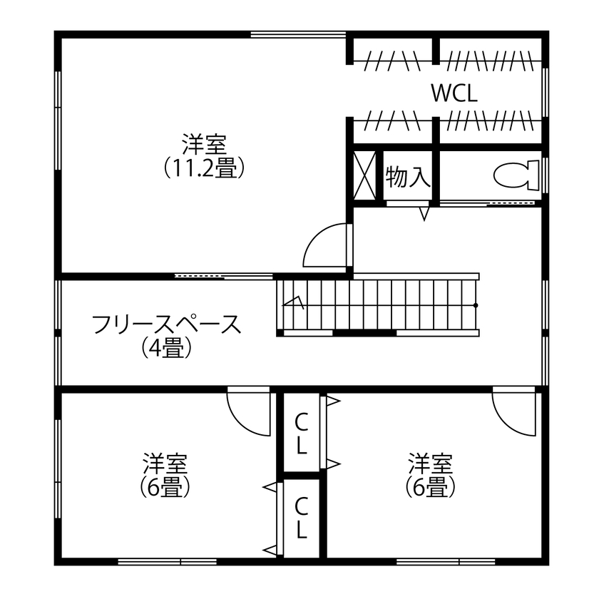 小林住工 【レンガの家／店舗併用／フリースペース】冬は暖かく、夏は涼しく…レンガの断熱性能を体感中の間取り図（4LDK+フリースペース）2階