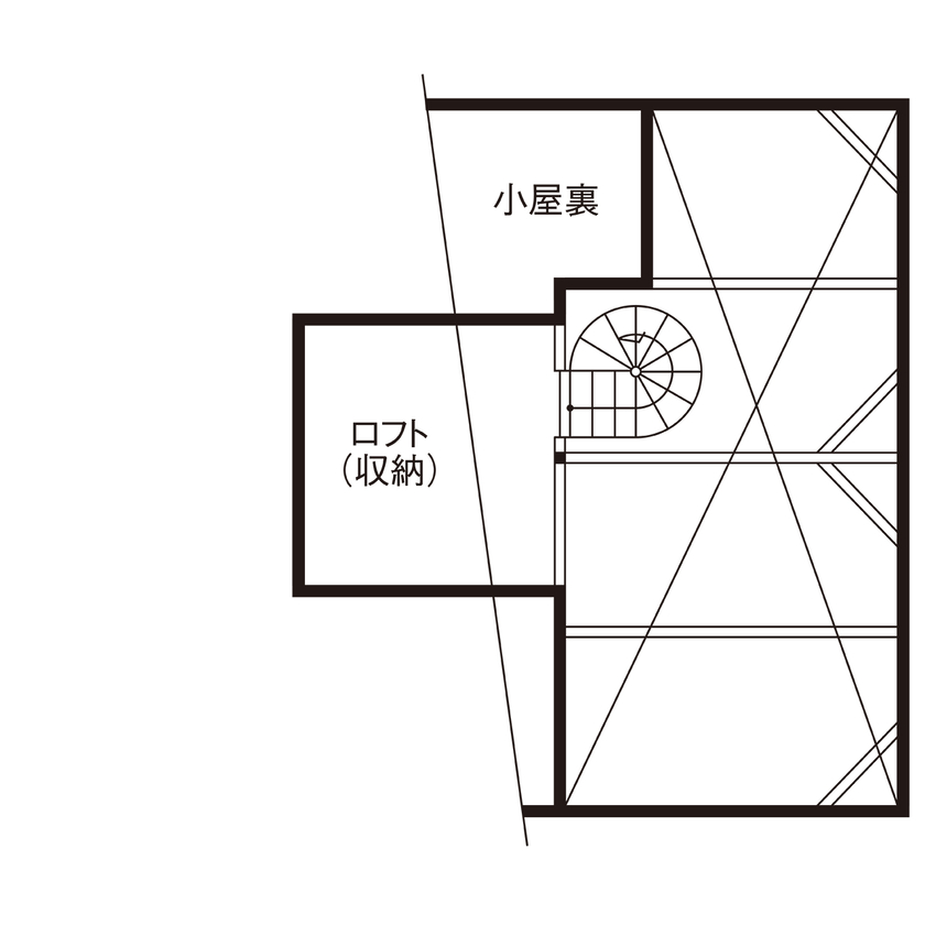 小林住工 【小樽市/2階リビング/レンガ/らせん階段】小樽の街並みや海の景色を存分に楽しめるレンガの家の間取り図（3LDK）ロフト