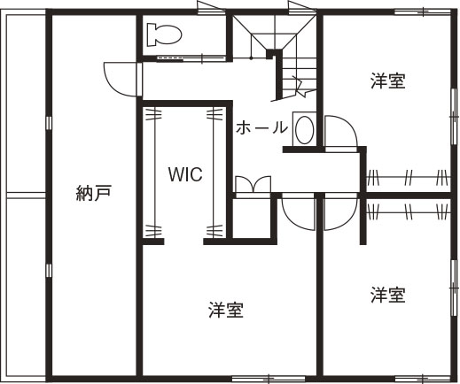 NASUホーム/那須土木 【間取り図有/52坪/2700万円】傾斜地を生かした高低差のある設計が自然豊かな景観を取り込んだ暮らしを実現の間取り図（4LDK）1階