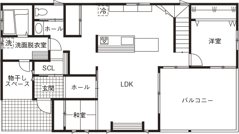 NASUホーム/那須土木 【間取り図有/52坪/2700万円】傾斜地を生かした高低差のある設計が自然豊かな景観を取り込んだ暮らしを実現の間取り図（4LDK）2階