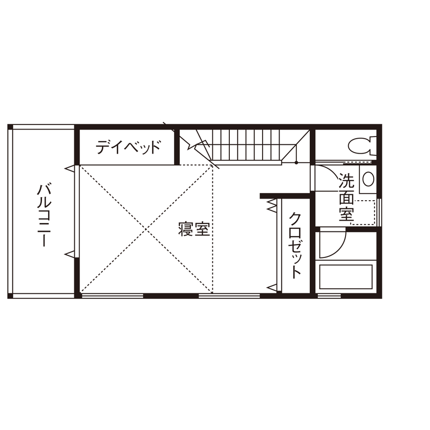 Oceansforest HOMES（豊木材株式会社） 【2000万円台/自然素材/セカンドハウス】目の前に広がる海と空を取り込んだ開放的な住まいの間取り図（1LDK）2階