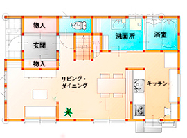 のこのこのいえ 【1480万円】コンパクトな敷地を有効活用。光がすみずみまで広がるクリアな白の家の間取り図（3LDK）１階