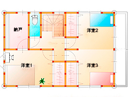 のこのこのいえ 【1480万円】コンパクトな敷地を有効活用。光がすみずみまで広がるクリアな白の家の間取り図（3LDK）2階