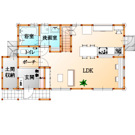 のこのこのいえ 【1000万円台/間取り図】要望通り！約30坪、収納満載。おしゃれで可愛くて子育て動線が抜群の2階建ての実例の間取り図（3LDK）1階