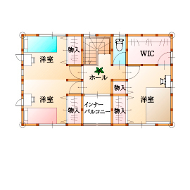 のこのこのいえ 【1000万円台/間取り図】要望通り！約30坪、収納満載。おしゃれで可愛くて子育て動線が抜群の2階建ての実例の間取り図（3LDK）2階