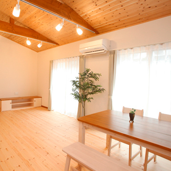 のこのこのいえ 【1000万円台/27坪】自然素材を活かした勾配天井で家族が集まる広々LDKの間取り。アーチがおしゃれな平屋の建築実例画像4