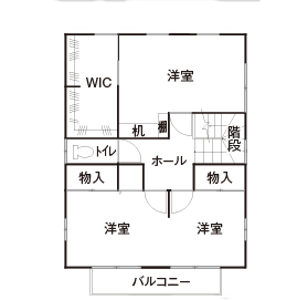 のこのこのいえ 【1700万円/間取図/3ＬＤＫ/約31坪】モデルハウスに一目惚れ！土地探しから依頼したおしゃれなカフェ風実例の間取り図（3LDK）2階