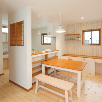 のこのこのいえ <１０００万円台｜間取り図有>家事動線と広々ＬＤＫが実現！造作家具とこだわりインテリアがおしゃれな家の建築実例画像