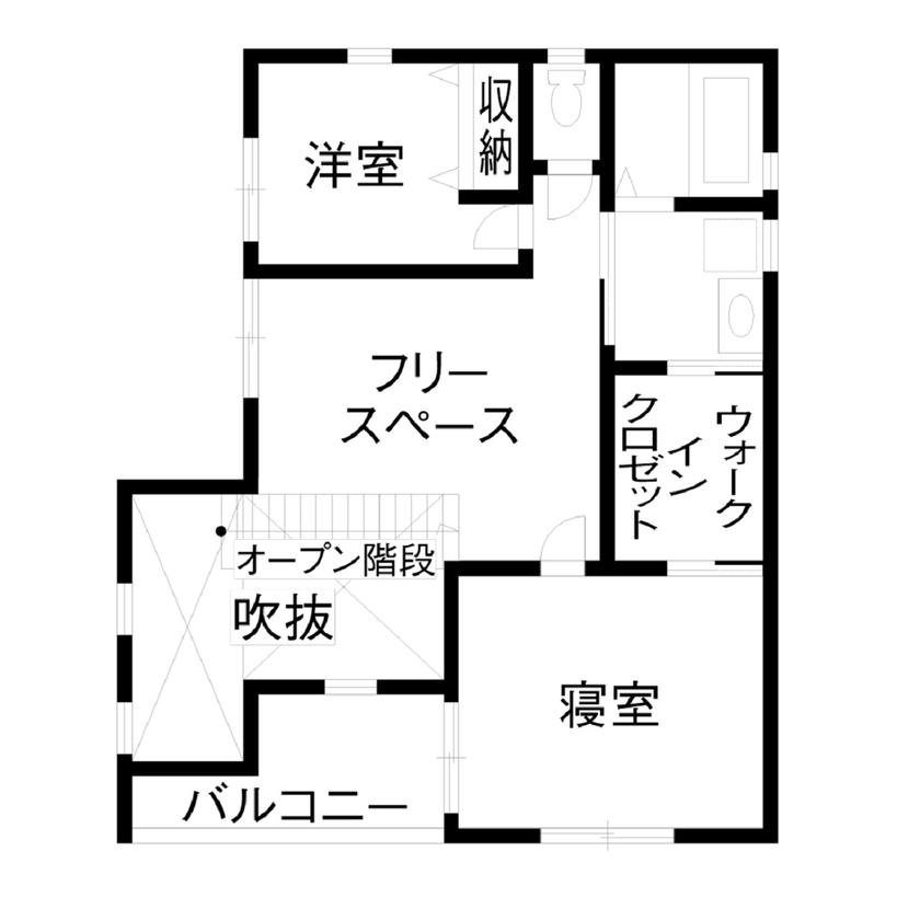 一級建築士事務所　日本住宅（室澤工務店） 【平塚市/１７４９万円/ラップサイディング/間取り図有】輸入住宅風の外観と開放感のあるリビングの間取り図（3LDK）2階