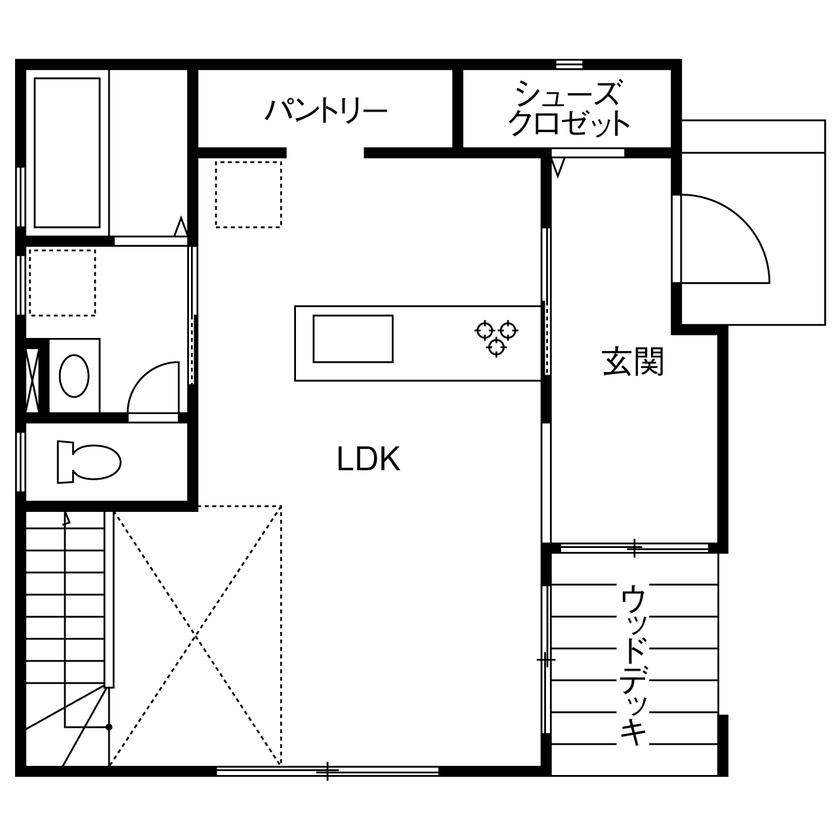 一級建築士事務所　日本住宅（室澤工務店） 【厚木市/1500万円/リビング/間取り図】生活導線・収納にこだわったローコスト住宅の間取り図（3LDK）1階