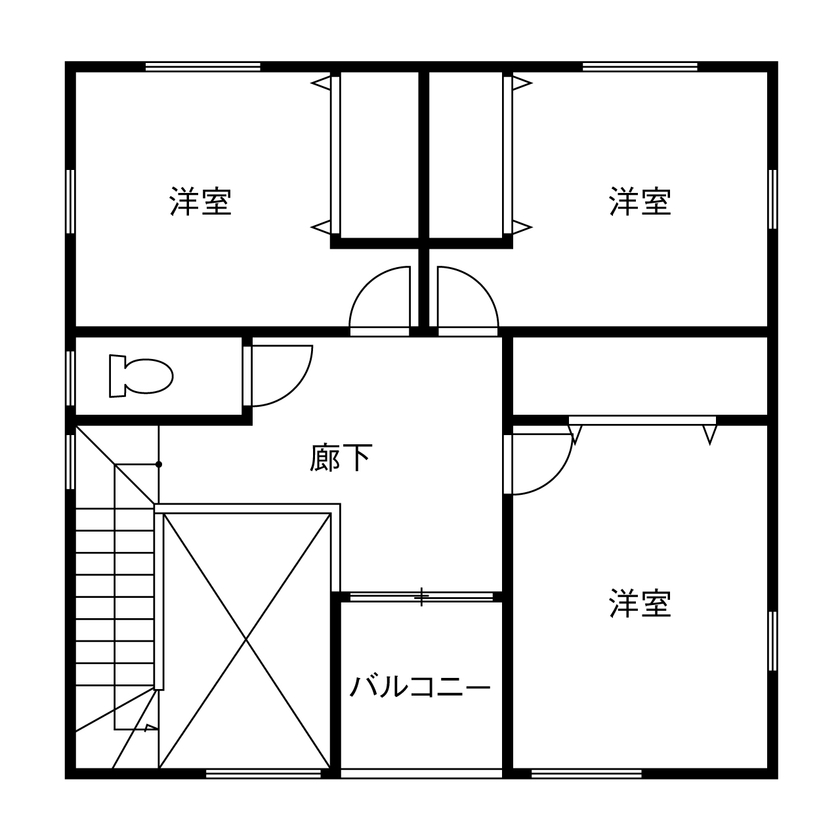 一級建築士事務所　日本住宅（室澤工務店） 【厚木市/1500万円/リビング/間取り図】生活導線・収納にこだわったローコスト住宅の間取り図（3LDK）2階