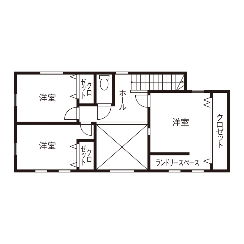 一級建築士事務所　日本住宅（室澤工務店） 【厚木市/吹抜け/間取り図有】吹抜けとカバードポーチで開放感あふれるカリフォルニアスタイルの家の間取り図（3LDK）2階