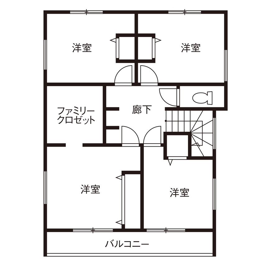 一級建築士事務所　日本住宅（室澤工務店） 【2000万円台/間取り図有】こだわりの回遊動線で家事がラクラク！開放的で温かみのある住まいの間取り図（4LDK）2階