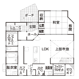 アイジースタイルハウス 外観一体型のガレージハウス／クールなシンプルモダンな家。「健康的に暮らせる家を建てたくて決めました」の間取り図（4LDK）１階