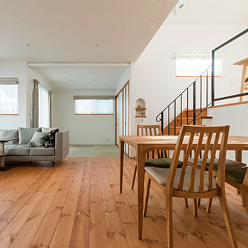 アイジースタイルハウス 変形地に建てた、スキップフロア×勾配天井×吹き抜けの家。「2年目の方が快適。成長する家ですね」の建築実例画像2