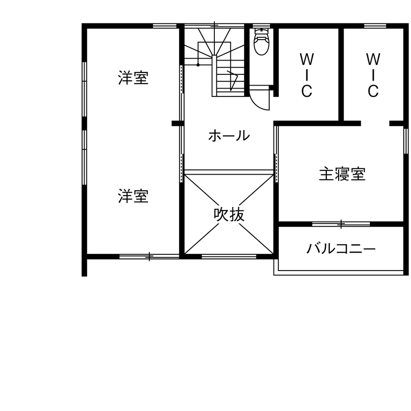 アイジースタイルハウス 【ハイグレード×自然素材】借景に季節を感じる、外と緩やかにつながる家。「空と緑に心癒される毎日です」の間取り図（4LDK）2階