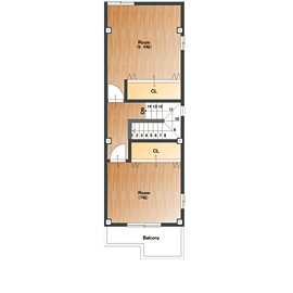 Space Labo　永冨 【愛知県×2000万円台×狭小×30坪】間口約4.8ｍ、光を採りこむ工夫を凝らした3階建て重量鉄骨の狭小住宅の間取り図（4LDK）3階
