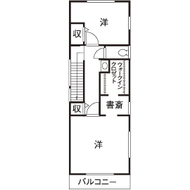 Space Labo　永冨 【愛知県×1000万円台×狭小】間口約4.5ｍの狭小地。開放的に暮らす工夫を凝らしたシンプルモダンの3階建ての間取り図（3LDK）3階
