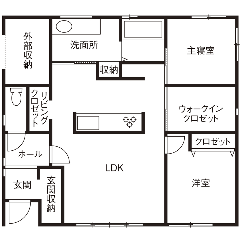 Space Labo　永冨 【愛知県×1000万円台×住みやすい間取り図有】3人で暮らす20坪のコンパクトなおしゃれな平屋の間取り図（2LDK）1階