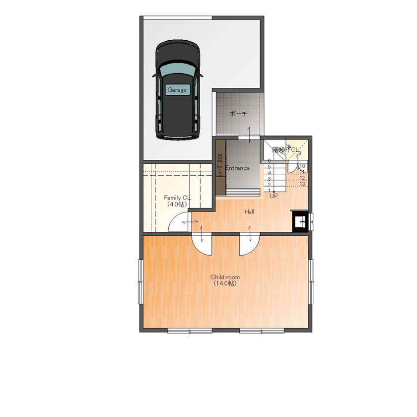 Space Labo　永冨 【1000万円台×インナーガレージ×間取図有】本音をカタチに。住む程に愛着が深まりワンフロアで完結する家の間取り図（3LDK）1階