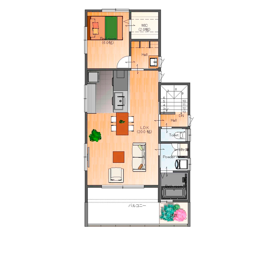 Space Labo　永冨 【1000万円台×インナーガレージ×間取図有】本音をカタチに。住む程に愛着が深まりワンフロアで完結する家の間取り図（3LDK）2階