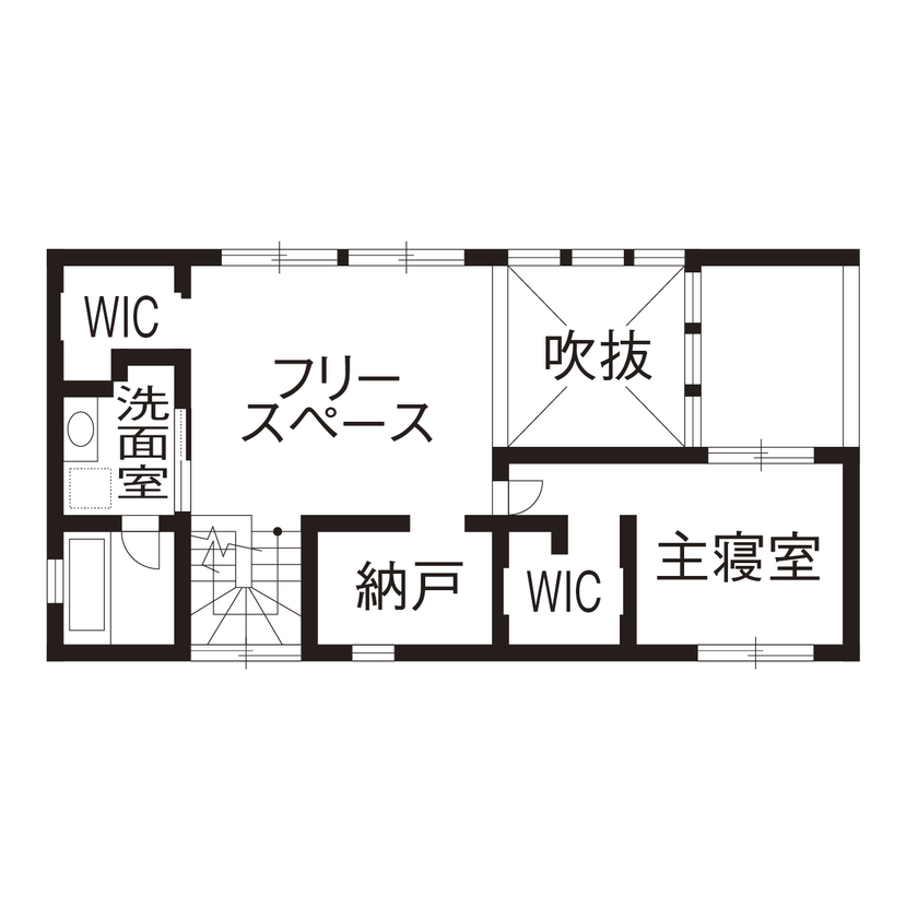 アールギャラリー(アールプランナー) 【名古屋市/2000万円台/30坪台/間取り図】陽だまりテラスやカフェ風リビング、吹き抜けや土間のある家の間取り図（2LDK）2階