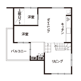 アールギャラリー(アールプランナー) 【春日井市/2000万円台/スキップフロア/間取り図】居場所選びが楽しくなる！ペットと暮らす家の間取り図（4LDK）2階