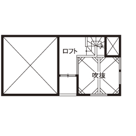 アールギャラリー(アールプランナー) 【2000万円台/30坪台/間取り有】20畳超のリビングに土間収納やロフト・中庭も。理想を叶えた家の間取り図（3LDK）ロフト