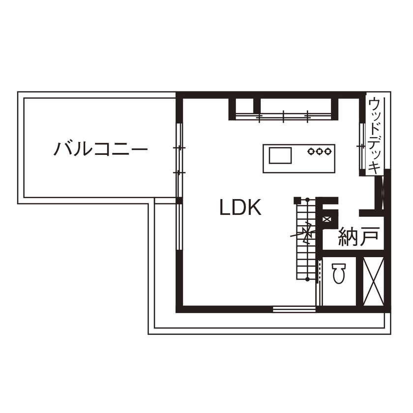 アールギャラリー(アールプランナー) 【4000万円/3階建て/40坪台/間取り図】生活感を出さない工夫満載。外観はクローズ、内観は解放感のギャップの間取り図（4LDK）2階