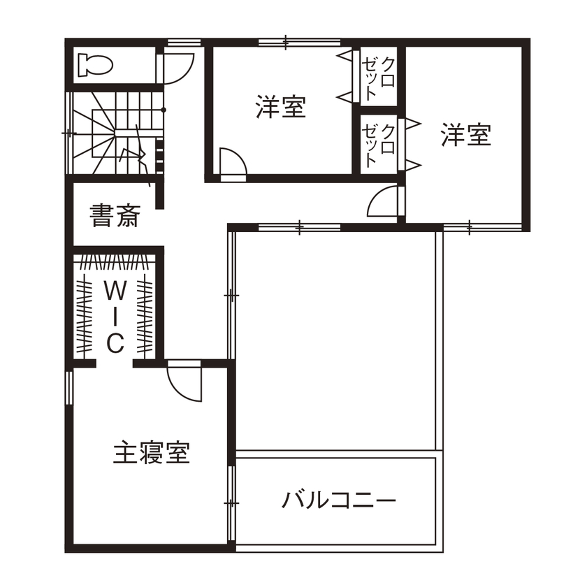 アールギャラリー(アールプランナー) 【2000万円台/30坪台/ウッドデッキ/間取り有】コートハウスの中庭で家族だけが楽しめる悠々自適生活の間取り図（4LDK）２階