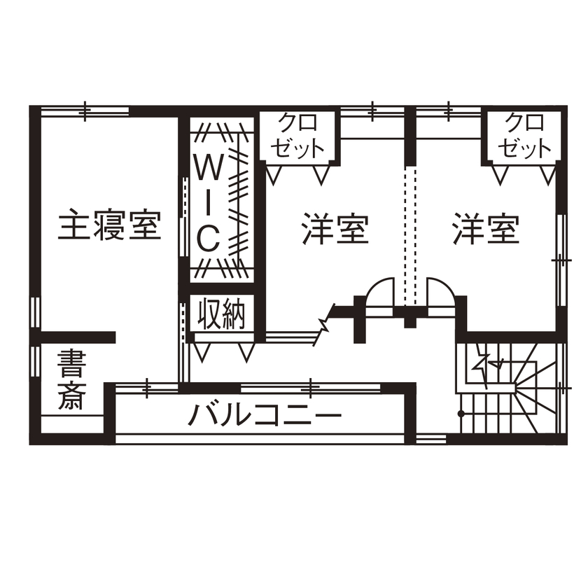 アールギャラリー(アールプランナー) 【2000万円台/30坪台/間取り図】家族が自然に集う陽だまりの図書ルームがある、ナチュラルモダンな家の間取り図（3LDK）2階