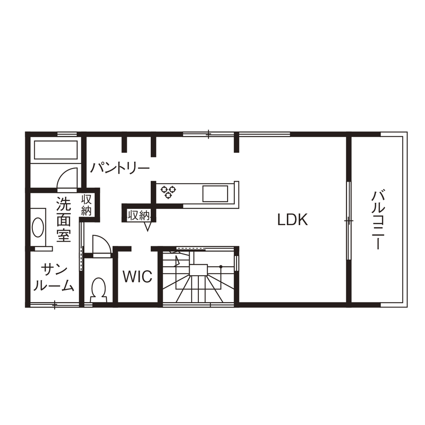 アールギャラリー(アールプランナー) 【2000万円台/30坪台/間取り有】吹付壁外観、造作家具、アンティーク照明。素材使いがおしゃれな家の間取り図（1LDK）2階