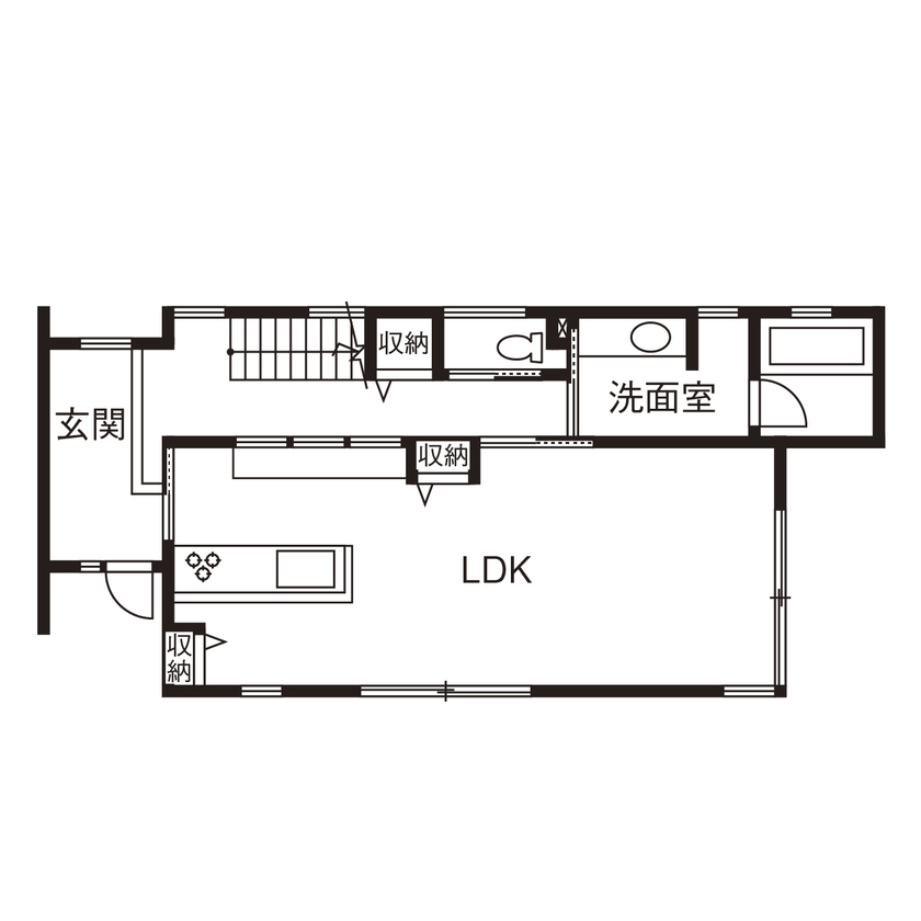 アールギャラリー(アールプランナー) 【2000万円台/30坪台/間取り図】土地条件に左右されない、広々空間。外構の工夫で開放感も確保の間取り図（3LDK）1階