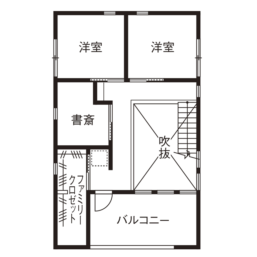 土間や書斎、吹抜けを実現した間取り 4LDK