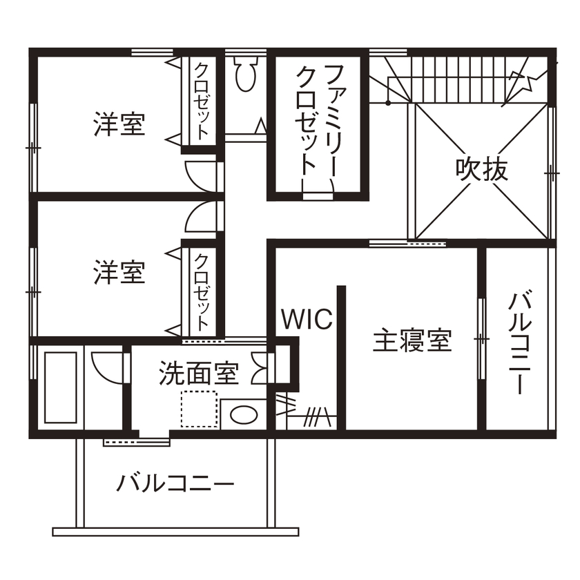 アールギャラリー(アールプランナー) 【2000万円台/40坪/間取り図有】設計士と描く、吹抜けダイニング×ピットリビングの明るい家の間取り図（4LDK）2階