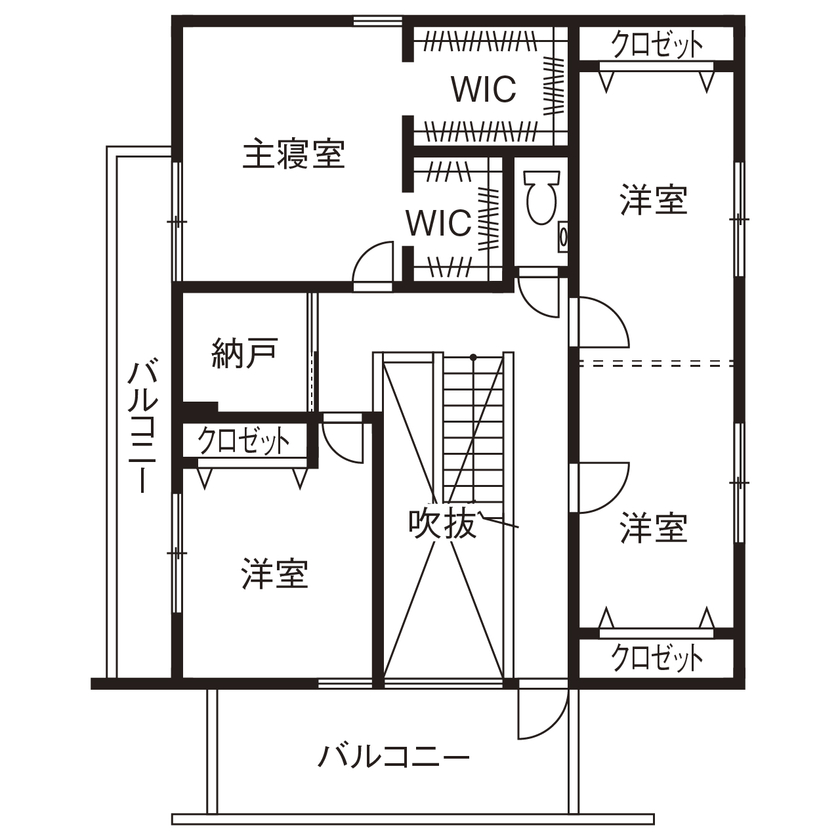 アールギャラリー(アールプランナー) 【3000万円台/40坪台/間取り有】塗り壁×吹き抜け×全館空調。「開け放つ暮らし」を楽しむ家の間取り図（4LDK）2階