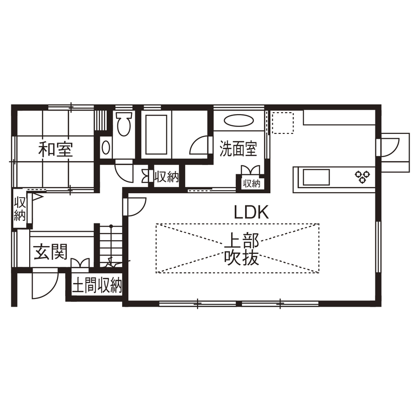 アールギャラリー(アールプランナー) 【2000万円台/30坪台/間取り有】立地と吹き抜けの開放感で晴れの日が待ち遠しい、シンプルモダンな家の間取り図（3LDK）1階