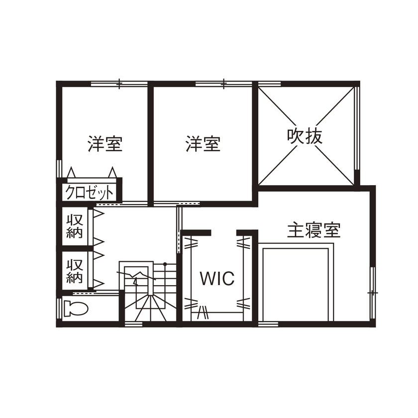 アールギャラリー(アールプランナー) 【2000万円台/30坪台/間取り有】こだわりの素材で魅せる。吹抜けや書斎を備える非日常空間を味わう家の間取り図（4LDK）２階