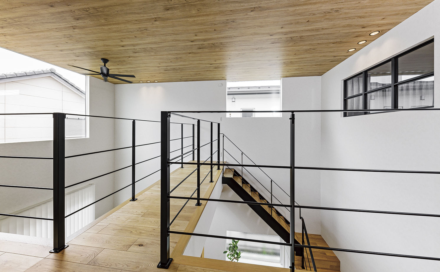 アールギャラリー(アールプランナー) 【2000万円台/40坪台/間取り有】吹抜けリビングに架かる、橋のような回廊。開放的な空間と、遊び心のある家の建築実例画像14