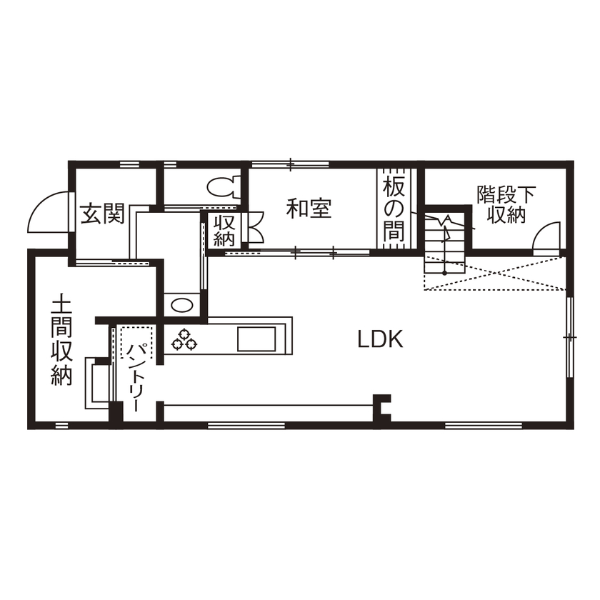 アールギャラリー(アールプランナー) 【2000万円台/30坪台/間取り有】スキップフロア＆土間玄関×シンプルデザイン。憧れの山小屋を我が家にの間取り図（4LDK）1階