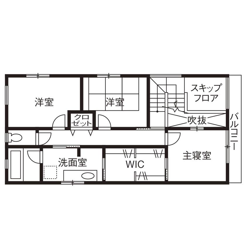 アールギャラリー(アールプランナー) 【2000万円台/30坪台/間取り有】スキップフロア＆土間玄関×シンプルデザイン。憧れの山小屋を我が家にの間取り図（4LDK）2階