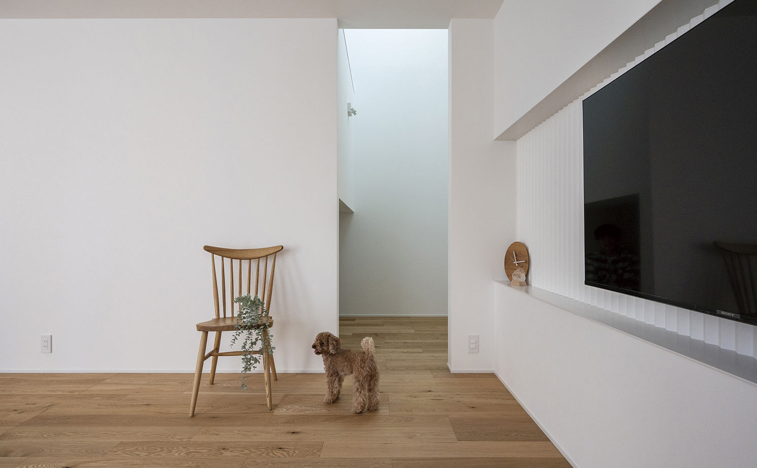 アールギャラリー(アールプランナー) 【2000万円台/35坪台/間取り有】吹付け壁の外観、造作のリビングドア＆吹抜け空間、シンプルモダンで創る家の建築実例画像6