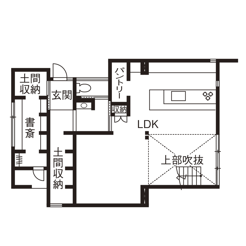 アールギャラリー(アールプランナー) 【2000万円台/35坪台/間取り有】2つのワークスペース＆森カフェのある家。オンもオフも充実する、素敵空間の間取り図（3LDK）1階