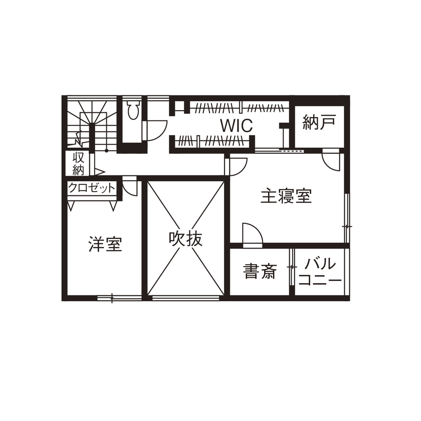 アールギャラリー(アールプランナー) 【2000万円台/40坪台/間取り有】色彩のバランスで創る、シンプルモダン。白の空間に緑景が溶け込む家の間取り図（3LDK）2階